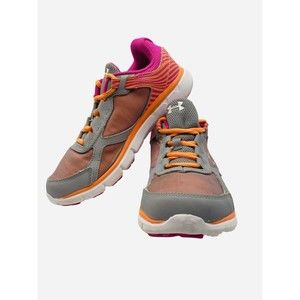 1258762-035 Under Armour Tennis Shoes Sneakers Athletic Sz 5 Orange Gray